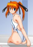  bell3 competition_swimsuit long_hair mahou_shoujo_lyrical_nanoha mahou_shoujo_lyrical_nanoha_strikers one-piece_swimsuit orange_hair swimsuit teana_lanster twintails 