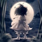  bamboo bamboo_forest black_hair bloomers bunny_ears bunny_tail carrot carrots dress forest full_moon inaba_tewi jewelry moon nature necklace night noya rabbit_ears scenery short_hair sky socks tail touhou wind 