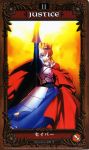  blonde_hair cape crown fate/stay_night fate_(series) highres kamina_pose pointing pointing_up royal saber scan solo takeuchi_takashi tarot 