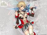  armor midori_foo navel sword thigh-highs zettai_ryouiki 