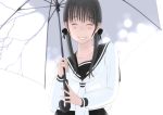  closed_eyes school_uniform serafuku smile souldeep umbrella 