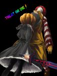  dark_saber fate/stay_night fate_(series) gothic_lolita halloween lolita_fashion mcdonald's pantyhose parody pumpkin ronald_mcdonald saber saber_alter satire satomi slip_skirt sword weapon what 