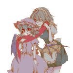  bad_id bat_wings blue_eyes breath hairband hat izayoi_sakuya maid red_eyes remilia_scarlet ribbon ribbons rinko_(artist) rinko_(mg54) scarf shared_scarf touhou wings 