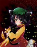  black_hair blush cat cat_ears chen earrings eyes jewelry kubozuka_pikurou spider_web touhou web 