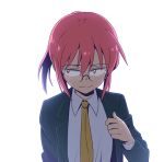  1girl backlighting glasses kobayashi-san_chi_no_maidragon kobayashi_(maidragon) necktie nightea redhead smile solo yellow_necktie 