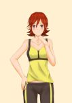  1girl absurdres artist_check bike_shorts blue_eyes blush breasts highres kaname_buccaneer macross macross_delta redhead shino_kaede tank_top 