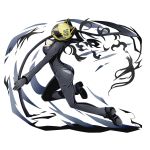  1girl ass black_gloves bodysuit breasts celty_sturluson cleavage divine_gate durarara!! full_body gloves head_tilt helmet holding holding_weapon medium_breasts official_art open_clothes scythe solo transparent_background ucmm weapon 