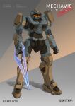  arbalest arm_slave_(mecha) artist_name character_name clenched_hand crossover deviantart_logo energy_sword english_commentary facebook_logo full_metal_panic! fusion halo:_reach halo_(game) harryych highres holding holding_sword holding_weapon looking_ahead mecha no_humans pixiv_logo science_fiction solo spartan_(halo) sword twitter_logo visor weapon 
