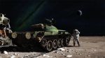  caterpillar_tracks earth ground_vehicle gun highres machine_gun military military_vehicle moon motor_vehicle original planet sharpshooter52 space space_craft spacesuit tank type_59 weapon 