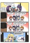  &gt;_&lt; 4koma 6+girls akatsuki_(kantai_collection) anchor_symbol blonde_hair blue_eyes brown_eyes brown_hair closed_eyes comic commentary english eyepatch fingerless_gloves flat_cap folded_ponytail gloves hat headgear hibiki_(kantai_collection) highres ikazuchi_(kantai_collection) inazuma_(kantai_collection) kantai_collection long_hair long_sleeves mechanical_halo multiple_girls neckerchief one_eye_covered open_mouth parody purple_hair rensouhou-chan school_uniform serafuku setia_pradipta shimakaze_(kantai_collection) short_hair silver_hair speech_bubble spongebob_squarepants sweatdrop tatsuta_(kantai_collection) tenryuu_(kantai_collection) triangle_mouth violet_eyes 