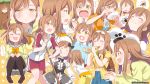  0_0 1girl 3: :d ^_^ ass birthday blush blush_stickers breasts brown_hair cardigan catchphrase chopsticks closed_eyes covering_ears eating gym_shorts hands_on_own_knees happy_birthday heart heart_in_mouth jacket kindergarten_uniform kitahara_tomoe_(kitahara_koubou) kunikida_hanamaru large_breasts loafers lolita_fashion long_hair love_live! love_live!_sunshine!! mop multiple_views name_tag open_mouth pantyhose profile ribbon round_teeth shoes shorts smile teeth twitter_username yellow_eyes younger 