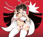  +_+ 1girl ass bangs bare_shoulders bikini bikini_top blush bow breasts brown_hair cellphone cellphone_camera choker cinnamon6 cleavage collarbone commentary_request curvy detached_sleeves eyebrows_visible_through_hair flush frilled_choker frills hair_bow hair_ribbon hair_tubes hakurei_reimu highres holding large_breasts lingerie long_hair looking_at_viewer navel nontraditional_miko open_mouth phone ribbon ribbon_trim self_shot skirt solo swimsuit tagme thigh-highs touhou transparent_skirt underwear wide_sleeves 