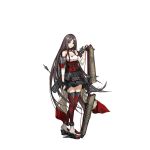  1girl arrow bangs black_gloves black_skirt bow braid breasts brown_hair closed_mouth detached_sleeves fingerless_gloves flight_deck full_body gloves grey_eyes hair_over_shoulder holding_arrow infukun legs_together long_hair looking_at_viewer machinery official_art parted_bangs pleated_skirt quiver red_legwear remodel_(zhan_jian_shao_nyu) sandals shoukaku_(zhan_jian_shao_nyu) skirt smile solo standing thigh-highs transparent_background very_long_hair zettai_ryouiki zhan_jian_shao_nyu 