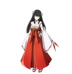  1girl accel_world ardor_maiden black_hair character_request full_body gloves hakama hime_cut japanese_clothes kimono lace lace-trimmed_gloves long_hair looking_at_viewer miko official_art red_hakama simple_background solo standing white_background white_legwear 