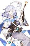  1boy blue_eyes braid granblue_fantasy long_hair male_focus noah_(granblue_fantasy) pale_skin silver_hair single_braid smile yuuhi_homare 