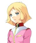  1girl blonde_hair blue_eyes breasts gundam highres medium_breasts military military_uniform mobile_suit_gundam sayla_mass short_hair solo taka-kun uniform 