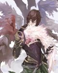  armor blood blood_stain brown_hair disembodied_wing fingerless_gloves gloves granblue_fantasy highres image_sample male_focus multiple_wings red_eyes sandalphon_(granblue_fantasy) seraph short_hair twitter_sample wings 