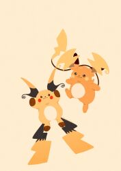  :3 absurdres closed_mouth fang full_body highres mega_pokemon mega_raichu_x mega_raichu_y multiple_tails no_humans orange_fur pokemon pokemon_(creature) pokemon_focus pokemon_legends:_z-a raichu simple_background smile tail very_long_ears very_long_tail yellow_fur zozozoshion 