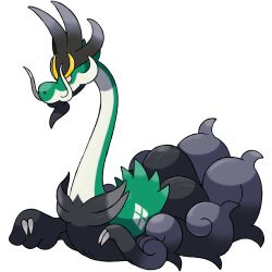 aqua_skin black_fur claws colored_skin darknwindie dragon drampa facial_hair goatee highres long_mustache long_neck mega_drampa mega_pokemon mustache no_humans nostrils official_style pink_eyes pokemon pokemon_(creature) pokemon_focus pokemon_legends:_z-a v-shaped_eyebrows