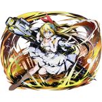 1girl blonde_hair blue_eyes boots breasts brown_boots cleavage collarbone divine_gate dress earrings elbow floating_hair full_body gloves grin gunblade hair_ornament hair_ribbon holding holding_weapon jewelry kirisaki_chitoge layered_dress long_hair looking_at_viewer medium_breasts multicolored_hair necklace nisekoi official_art one_leg_raised pink_hair red_ribbon ribbon smile solo star star_earrings transparent_background two-tone_hair ucmm very_long_hair weapon white_dress white_gloves 