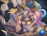  1girl adjusting_glasses bare_shoulders book boots breasts glasses green_eyes juri_(p&amp;d) large_breasts lips looking_at_viewer looking_up original puzzle_&amp;_dragons rotix shorts smile solo thigh-highs thigh_boots wide_sleeves 