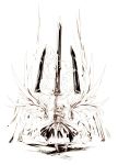 1girl angel_wings belt boots cropped_jacket dress eien_no_aselia euphoria_(seinarukana) gloves hair_ornament head_wings highres hitomaru huge_weapon jacket monochrome official_art open_mouth pauldrons solo sword weapon wings 