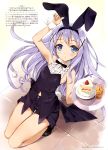  1girl :o absurdres animal_ears arm_up armpits bare_arms bare_shoulders black_bow black_bowtie black_hairband black_shoes black_shorts blue_eyes blue_hair blush bow bowtie bunny_tail buttons cake center_frills cream cup drinking_glass fake_animal_ears fake_tail food from_above fruit full_body gochuumon_wa_usagi_desu_ka? hair_ornament hairband highres holding holding_tray iced_tea kafuu_chino kneeling legs_together long_hair looking_at_viewer looking_up no_socks parted_lips rabbit_ears scan shoes shorts sleeveless solo strawberry tail tareme thigh_gap tile_floor tiles translation_request tray tsurusaki_takahiro very_long_hair wrist_cuffs x_hair_ornament 