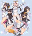  5girls artist_name ass bird black_boots black_eyes blush boots breasts character_name emperor_penguin_(kemono_friends) full_body gentoo_penguin_(kemono_friends) group_name hair_over_one_eye headphones highres humboldt_penguin_(kemono_friends) jacket kab00m_chuck kemono_friends large_breasts long_hair miniskirt multicolored_hair multiple_girls open_mouth panties pantyshot penguin penguins_performance_project_(kemono_friends) pink_boots red_eyes rockhopper_penguin_(kemono_friends) royal_penguin_(kemono_friends) short_hair skirt smile tail tied_hair turtleneck twintails underwear white_legwear white_panties white_skirt 