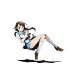  1girl blue_skirt brown_eyes brown_hair collarbone divine_gate floating_hair full_body hands_together kneehighs long_hair looking_at_viewer nisekoi official_art onodera_kosaki pleated_skirt school_uniform serafuku shadow shirt side_ponytail skirt smile solo transparent_background ucmm white_legwear white_shirt 