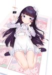  1girl black_eyes black_hair hat henreader kyou_kara_ore_wa_loli_no_himo! legs_folded loafers long_hair long_sleeves looking_at_viewer mini_hat official_art shoes skirt smile solo thread 