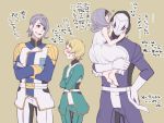  2boys 2girls almiria_bauduin blonde_hair brother_and_sister comic gaelio_bauduin gloves gundam gundam_tekketsu_no_orphans julietta_juris mask military military_uniform multiple_boys multiple_girls purple_hair rakusuke short_hair siblings spoilers translation_request uniform vidar 