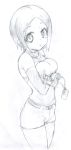  1girl absurdres breasts digimon digimon_adventure digimon_adventure_02 greyscale highres monochrome short_hair short_shorts shorts solo yagami_hikari 