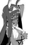  1girl artist_request blush bracelet breasts dark_skin earrings egyptian egyptian_clothes facial_mark fate/grand_order fate_(series) hairband jewelry long_hair looking_at_viewer monochrome nitocris_(fate/grand_order) shiny shiny_hair shiny_skin solo very_long_hair 