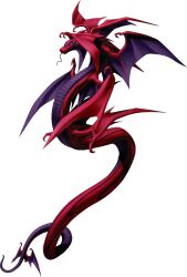 absurdres colored_skin demon_(megami_tensei) dragon dragon_wings extra_eyes forked_tongue highres kazuma_kaneko multiple_wings no_humans official_art photoshop_(medium) red_skin samael_(megami_tensei) shin_megami_tensei shin_megami_tensei_i snake solo third-party_source tongue transparent_background violet_eyes wings 