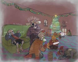  >_< ... 2023 2d 2others 3boys 3girls alphys ambiguous_gender anger_vein ankle_boots anthro arm_support armor artist_name black_pants black_shorts blue_jacket blue_shorts blue_skin blue_sweater boots box brothers brown_boots brown_hair brown_shorts buck_teeth cape ceiling chara_(undertale) child christmas christmas_tree closed_eyes colored_skin couch covering_own_mouth digital_media dinosaur dinosaur_girl double_horizontal_stripe ear_fins english_text female fins fish fish_girl floor flower flower_pot flowey_(undertale) frisk_(undertale) full_body fur-trimmed_hat fur_trim ghost gift gift_box glasses gloves green_sweater grey_hood grin hat head_fins high_ponytail highres hollow_eyes hood hood_down hooded_jacket horizontal-striped_clothes human humanoid indoors jacket jenga kneeling laughing living_room lizard lizard_girl lizard_tail long_hair male monster monster_boy monster_girl multiple_boys multiple_girls multiple_others on_couch one_eye_closed open_clothes open_jacket other_focus pants papyrus_(undertale) peeking pink_slippers pink_stripes plant ponytail potted_plant purple_sweater reclining red_boots red_cape red_gloves red_hair red_hat red_sweater reptile reptile_girl reptile_tail sans_(undertale) santa_hat scalie sel_mesanity sharp_teeth short_hair shorts siblings single_horizontal_stripe single_vertical_stripe sitting skeleton slippers smile socks speech_bubble spoken_ellipsis standing striped_clothes striped_shorts striped_sweater sweater tail talking teeth text tree trembling two-tone_sweater undead undertale undyne utdr_(toby_fox) vertical-striped_clothes vertical-striped_shorts w.d._gaster white_armor white_socks white_stripes window yellow_flower yellow_skin yellow_stripes yellow_teeth 