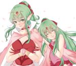  2girls chiki fire_emblem fire_emblem:_kakusei fire_emblem:_mystery_of_the_emblem fire_emblem:_shin_ankoku_ryuu_to_hikari_no_tsurugi fire_emblem:_shin_monshou_no_nazo green_eyes green_hair hair_ornament lowres multiple_girls simple_background smile white_background 