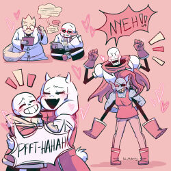 1:1 2024 2boys 2d 3girls alphys animal_ears anthro armor artist_name black_eyepatch black_shorts blue_jacket blue_shorts blue_skin boots brothers buck_teeth cape carrying carrying_person clipboard closed_eyes colored_sclera colored_skin digital_media droopy_ears ear_fins eyepatch female fins fish fish_girl floppy_ears friends full_body furry furry_female glasses gloves goat goat_ears goat_girl goat_horns goat_tail grey_hood head_fins height_difference high_ponytail highres holding holding_clipboard holding_paper hood hood_down hooded_jacket horns hug humanoid indian_style jacket legs_apart lifting_person lizard lizard_girl long_hair male mammal monster monster_boy monster_girl multiple_boys multiple_girls open_clothes open_jacket open_mouth paper papyrus_(undertale) pink_slippers ponytail red_background red_boots red_cape red_gloves red_hair red_theme reptile reptile_girl sans_(undertale) scalie sel_mesanity sharp_teeth shirt shorts siblings simple_background single_vertical_stripe sitting skeleton slippers slit_pupils smile standing striped_shorts tail tail_tuft teeth toriel undead undertale undyne utdr_(toby_fox) vertical-striped_clothes vertical-striped_shorts white_armor white_fur white_horns white_shirt white_stripes yellow_sclera yellow_skin yellow_teeth