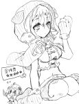  2girls absurdres cosplay costume_switch greyscale highres mahou_shoujo_ikusei_keikaku mahou_shoujo_ikusei_keikaku_unmarked micro_(micronm) monochrome multiple_girls swim_swim tama_(mahoiku) 