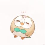  ayu_(mog) bird closed_eyes no_humans owl petals pokemon pokemon_(creature) pokemon_(game) pokemon_sm rowlet 