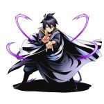  1boy black_boots black_eyes black_hair boots divine_gate fairy_tail full_body hair_between_eyes looking_at_viewer magic official_art shadow solo transparent_background ucmm zeref 