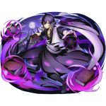  1boy black_boots book boots divine_gate fairy_tail full_body full_moon holding holding_book jewelry looking_at_viewer magic moon necklace night official_art purple_hair red_eyes short_hair solo transparent_background ucmm zeref 