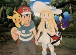  1boy 1girl bag cosmog duffel_bag kuriyama lillie_(pokemon) pikachu pokemon pokemon_(anime) satoshi_(pokemon) 