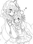  2girls blush couple greyscale highres leaning_on_person mahou_shoujo_ikusei_keikaku micro_(micronm) monochrome multiple_girls one_eye_closed ripple_(mahoiku) scarf snow_white_(mahoiku) yuri 