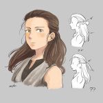  1girl comparison jedi looking_at_viewer matsuri6373 redesign rey_(star_wars) science_fiction serious sketch star_wars star_wars:_the_last_jedi uniform 