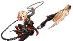  1girl absurdres belt blonde_hair blue_eyes bow chains crimson_rose_(elsword) elsword gloves hair_bow highres holding holding_weapon looking_at_viewer official_art red_gloves ress rose_(elsword) short_hair solo transparent_background weapon 