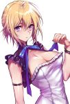  1girl :o bad_id bad_pixiv_id blonde_hair bow breasts capelet cleavage highres lavender_hair maruchi original short_hair simple_background solo white_background 