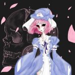  album_cover black_sclera blood bloody_tears breasts cherry_blossoms cover highres open_mouth saigyouji_yuyuko skull touhou 