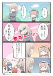  5girls ? adachi_fumio333 blonde_hair bow bowtie brown_hair club comic crying girls_und_panzer grey_shirt hairband itsumi_erika multiple_girls nishizumi_miho ooarai_school_uniform reizei_mako shimada_arisu shirt speech_bubble spiked_club spoken_question_mark takebe_saori translated weapon 