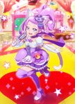  1girl animal_ears boots cat_ears cat_tail choker color_connection cosplay cure_macaron cure_macaron_(cosplay) cure_sword davi_(dokidoki!_precure) dokidoki!_precure earrings elbow_gloves extra_ears food_themed_hair_ornament full_body gloves hair_ornament high_heel_boots high_heels jewelry kenzaki_makoto kirakira_precure_a_la_mode macaron_hair_ornament magical_girl ponytail precure purple_choker purple_hair purple_skirt short_hair skirt smile solo spade_hair_ornament tail thigh-highs thigh_boots uganda violet_eyes white_gloves 