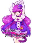  arms_up cure_macaron dress hat kirakira_precure_a_la_mode long_hair magical_girl precure purple_eyes violet_hair 
